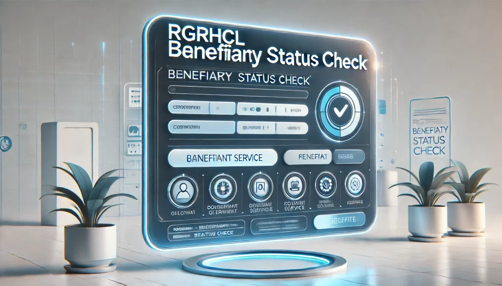 "Screenshot of the RGRHCL Beneficiary Status online portal, displaying the status check page for a beneficiary, with input fields and buttons for submitting queries."