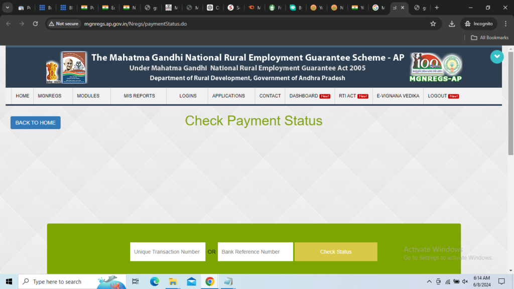 MGNREGS Payment Status Check 